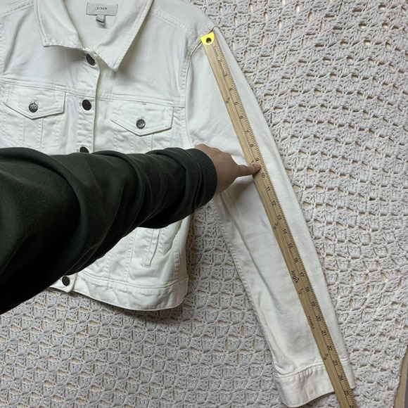 J. Crew Jacket Women Sz L White Denim Cotton Blend Long‎ Sleeve - Picture 10 of 11
